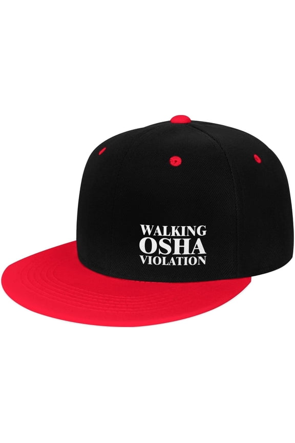 Walking OSHA Violation Flat Bill Hats Contrast Hip Hop Baseball Cap Unisex Snapback Rock Caps
