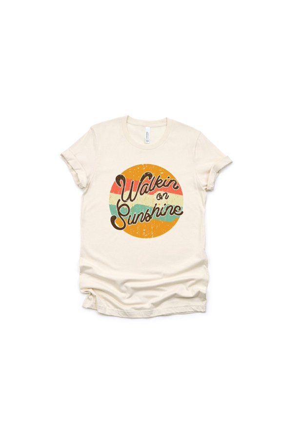 Walking On Sunshine Graphic Tee: Retro Beach Unisex T-Shirt All Size S-5XL