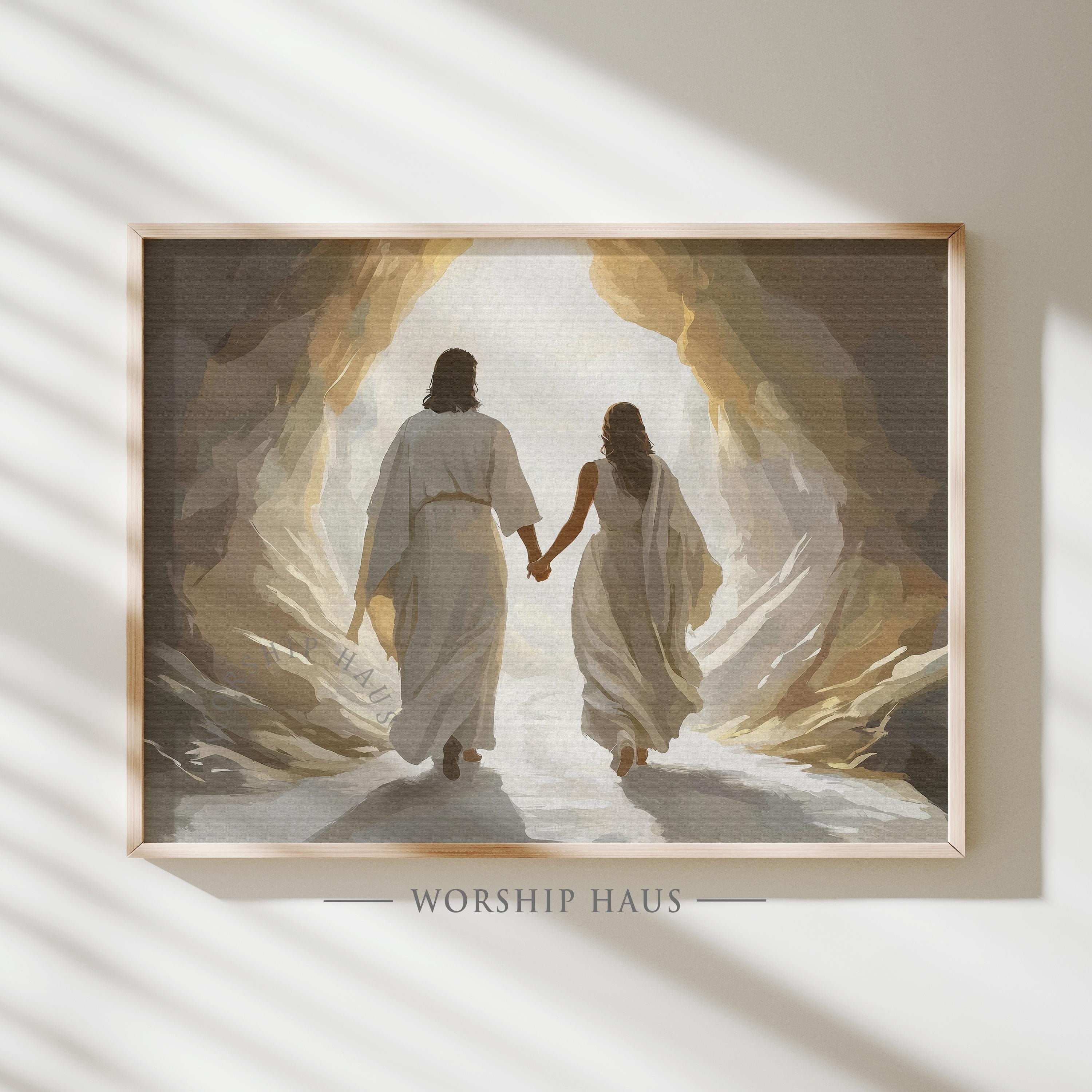 Walking Out Of The Tomb With Jesus Christian Art Resurrection Scene ...