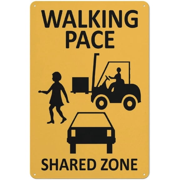 Walking Pace Shared Zone Sign Safe Sign, Signs Outdoor, 8"x12", Sign For Home, Business, Driveway Alert