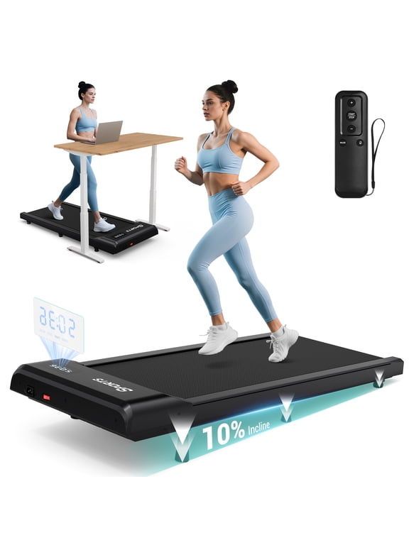 Walking Pad with 10% Incline,Walking Pad Treadmill for Home Office,2.5 HP Under Desk Treadmill with LED Display & Remote,265 Lbs Capacity