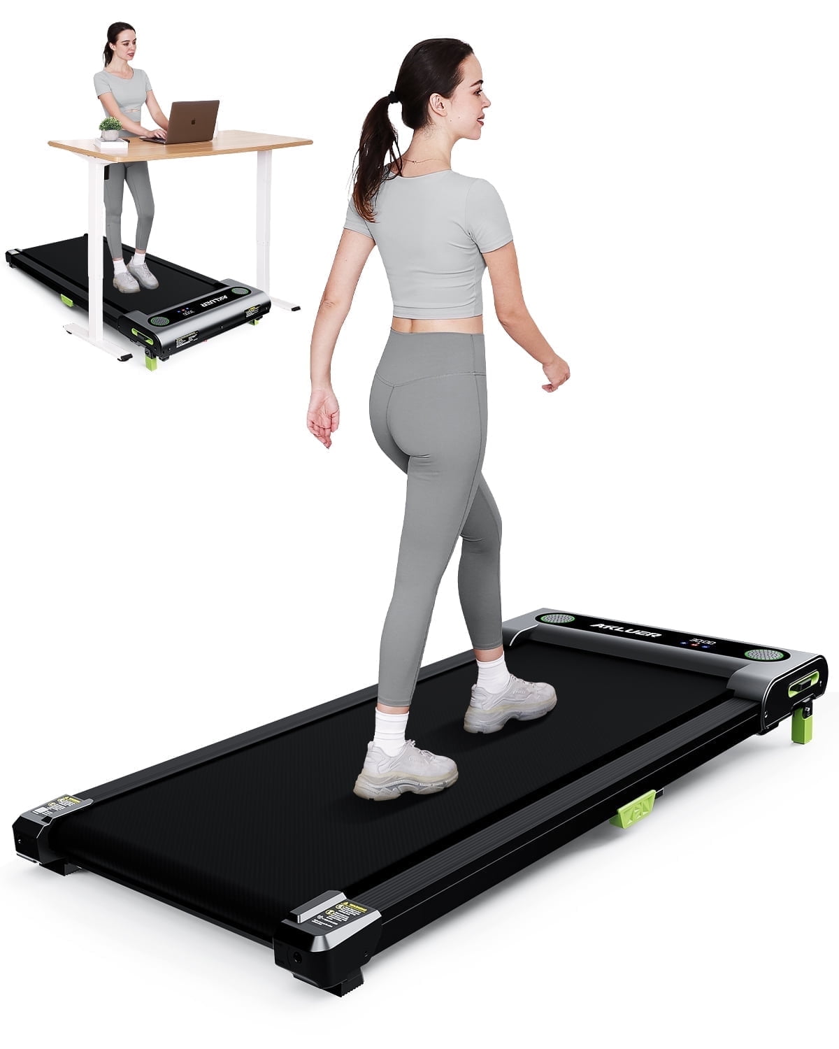 Walking Pad 2 in 1 Under Desk Treadmill, 2.5HP Low Noise Walking Pad Running Jogging Machine with Remote Control for Home Office, Lightweight Portable Desk Treadmill Installation Free