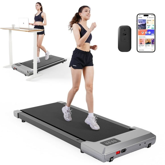 MJWW Walking Pad 2 in 1 Under Desk Treadmill, 2.5HP Low Noise Walking Pad Running Jogging Machine with Remote Control for Home Office, Lightweight Portable Desk Treadmill Installation Free