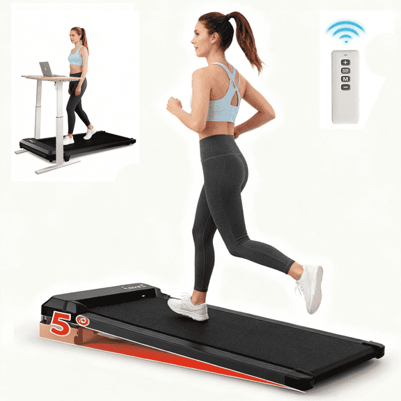 Walking Pad 2 in 1 for Walking and Jogging, Under Desk Treadmill for Home Office with Remote Control, Portable Walking Pad Treadmill Under Desk, LED Display,Black