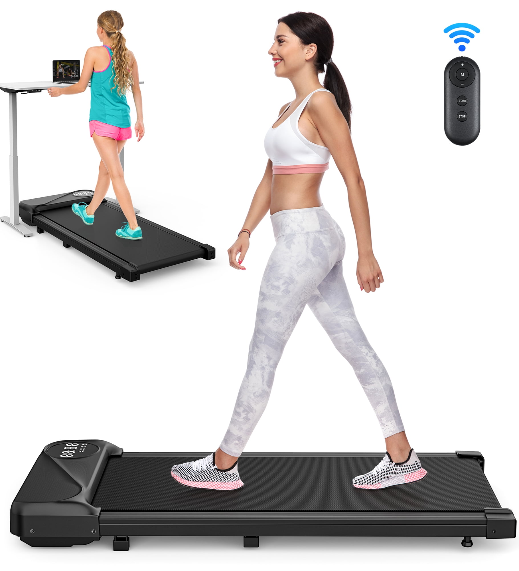 Walking Pad 2.5HP Under Desk Treadmill for Home Office Neche Portable Treadmill Speed Range 0.6 3.8mph Silver