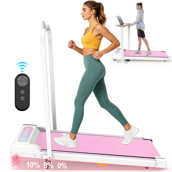 Walking Pad 2-in-1 Under Desk Treadmill, 2.5HP Folding Walking Treadmill with Remote Control, 0.5-5mph Compact Jogging Machine for Home & Office