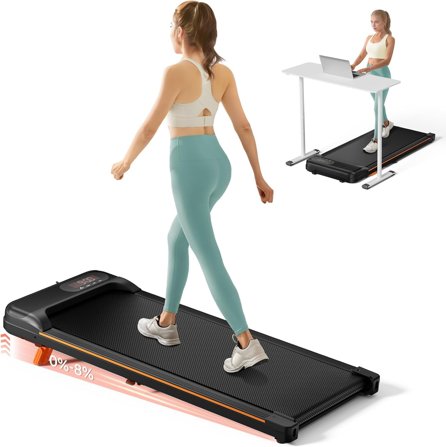 Walking Pad With Incline, 3.0HP Under Desk Treadmill With Incline Walking Pad Treadmill With Incline 265 Lbs Capacity 3 Level Adjustable Incline P 38004503
