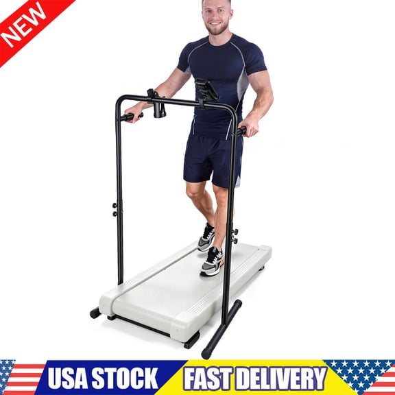 Walking Pad Handle Bar, Adjustable Treadmill Handrail Stand 35.43"-47.24" Height Portable Walking Pad Support Rack with Cup and Phone Holder, Handlebar Only Accessory