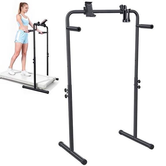 Walking Pad Handle Bar with Cup and Phone Holder, Adjustable 35.43" to 47.24" Inch Height, Heavy Duty Treadmill Handlebar, Handlebar Only Accessory, Easy Assembly, Stability for Home Fitness