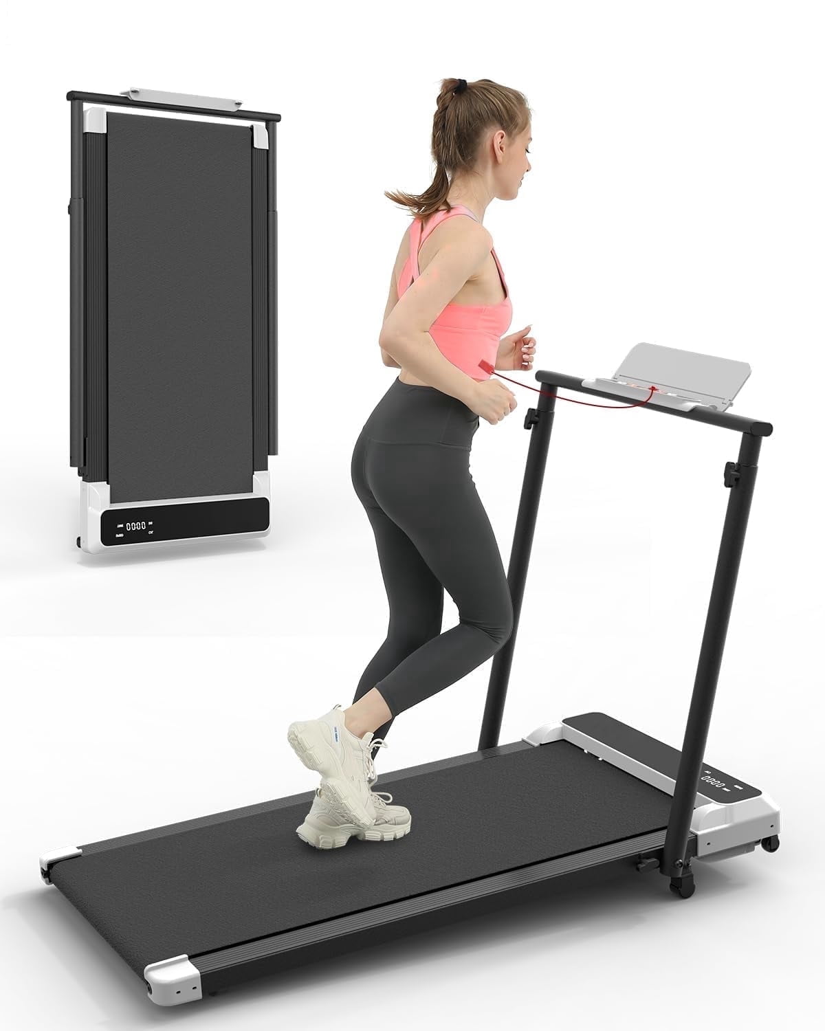 HBTower Tapis Roulant Piega 3 In 1 Walking Pad – 2,5 CV, 1-6 Km/h, Con Telecomando E Display LED, Per Casa E Ufficio, Silenzioso