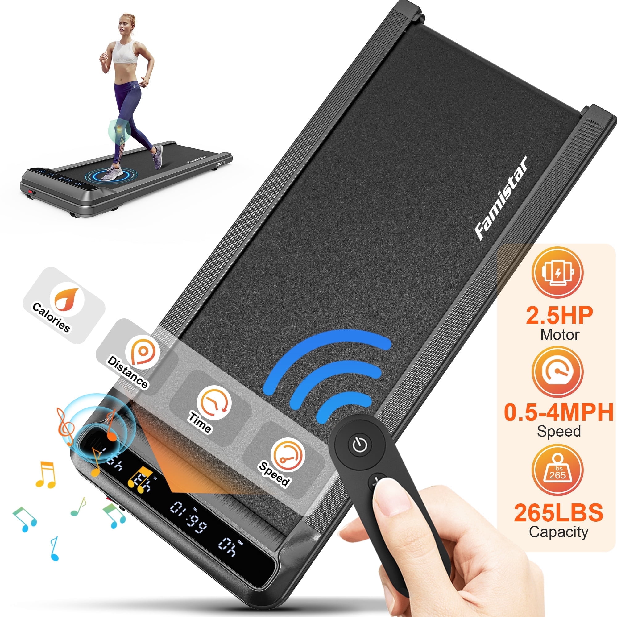 Walking Pad Treadmill 2 in 1, Portable Desk treadmill for home/Office with 265LB Capacity, Walking Jogging Machine w/ Remote Control, Large Walking Area,LCD Display, 2.5HP Ultra-Quiet