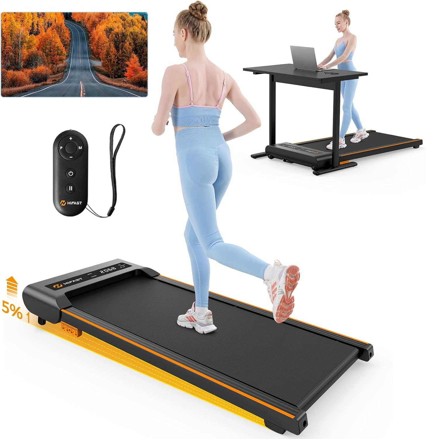 Treadmills for Home with 7% Incline, 2.5HP FoldingTreadmill, 1-12km/h Under Desk Treadmill with Incline, Walking Running Machine for Home & Office, LED Display,Remote Control and App main image 0