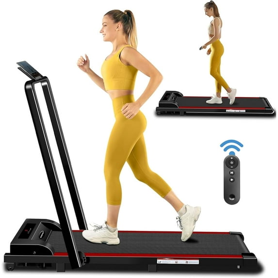 Walking Pad Treadmill, 2.5HP Under Desk Treadmill, 2 in 1 Foldable Portable Treadmill for Home Office Small Spaces with 300 LBS Capacity, Compact Treadmill with LED Display Remote Controller