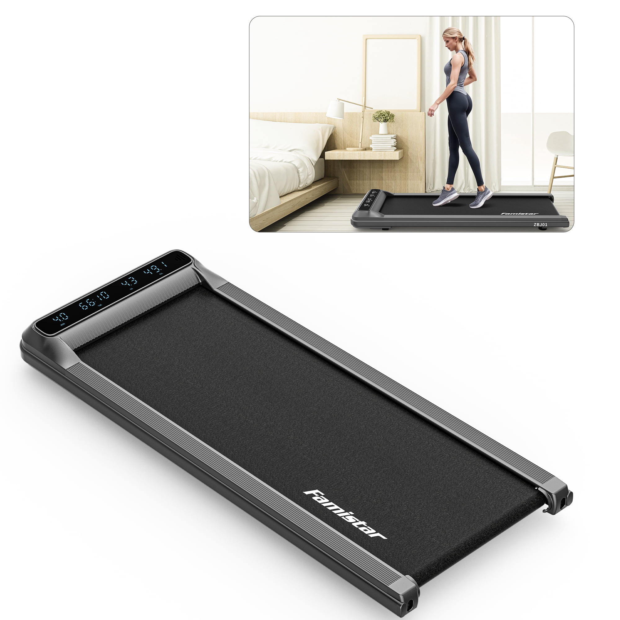 Walking Pad Treadmill , 2.5HP Under Desk Treadmill for Home, Electric Jogging Running Treadmill, Quiet and Stable Pad w/265 lbs Capacity, Remote Control, LCD Display, HiFi Bluetooth Speaker
