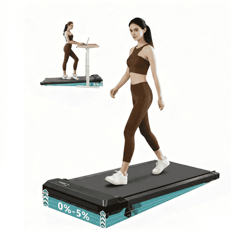 Walking Pad Treadmill, 2.5HP Ultra-Quiet Motor for Home Office, 3-in-1 Under Desk Black Electric Treadmill with Remote, 265 lbs Capacity & Incline Adjustment