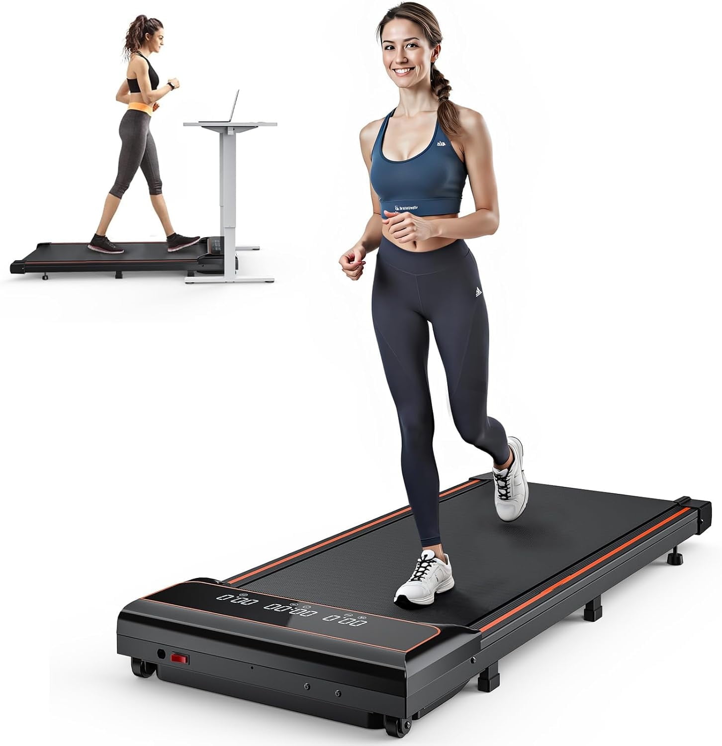 Walking Pad Treadmill 2.5Hp, Ultra-Quiet with Remote Control-Under Desk Treadmill 2 in 1 Walking and Jogging with Remote Control  Display(Black