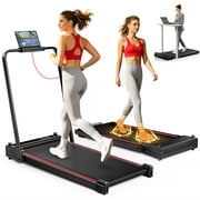 BEROCA 4-in-1 Portable Treadmill with Foot Massage, 3HP Foldable Treadmill with Incline Handle, Under Desk Small Treadmill For Home Office with Remote Control LED Display