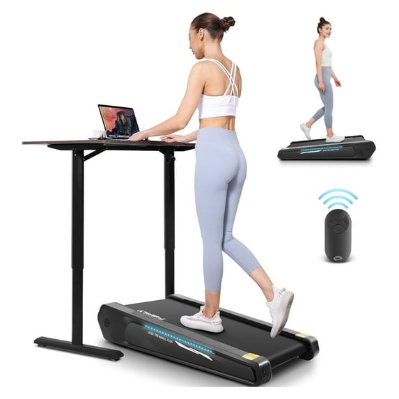 Walking Pad Treadmill with 5% Incline, 2.5HP Smallest Under Desk Treadmill for Home Office, Compact Walking Treadmill 300lbs Weight Capacity/ Control/Lighting Design Light Black