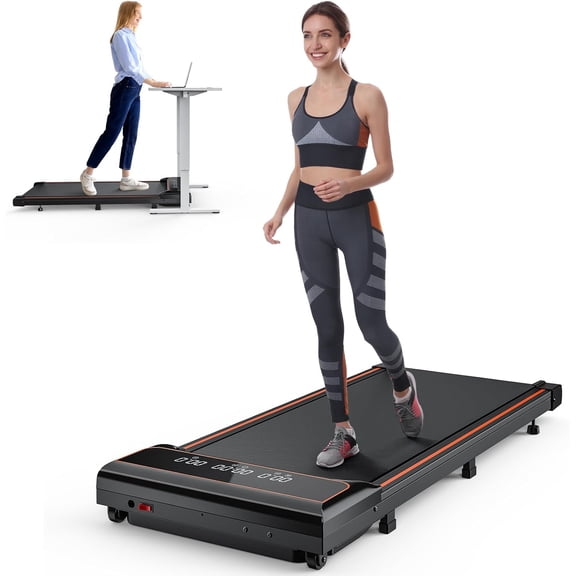 Walking Pad Treadmill, Compact & Portable Under Desk Walking Pad with Quiet Operation, Adjustable Speed 0.6-4 mph, Remote Control, for Home Office Fitness, Black
