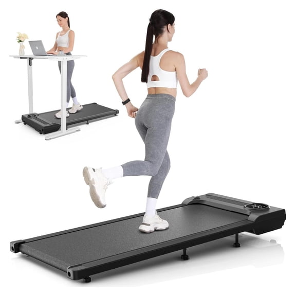 Walking Pad Treadmill Under Desk, 2.5HP Portable Walking Treadmills for Home, 3 in 1 300 Lb Capacity Under Desk Mini Treadmill with Control, Led Touch Screen, Installation-Free Black