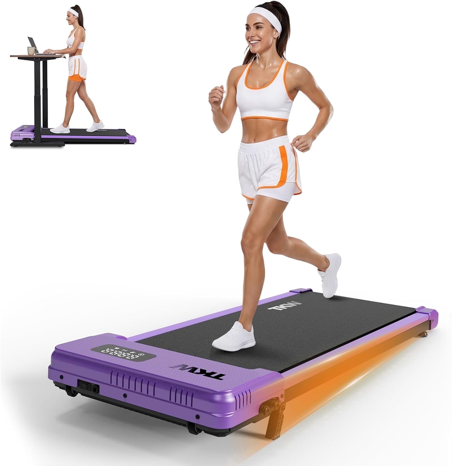 TKW Walking Pad Treadmill, 200 lbs Capacity Portable Under Desk Treadmill with Remote Control for Home Office