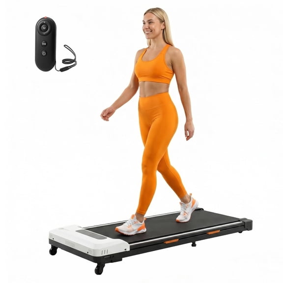 TKW 300lbs Capacity Walking Pad with Incline: 4.0 MPH Quiet Under Desk Treadmill with Remote for Small Space, Black