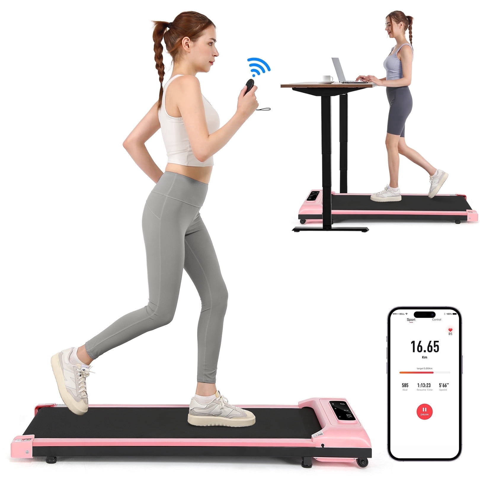 Walking Pad Treadmill&Under Desk Treadmill for Home&Office, Speed Range 0.5~3.8mph, 300 lbs Weight Capacity