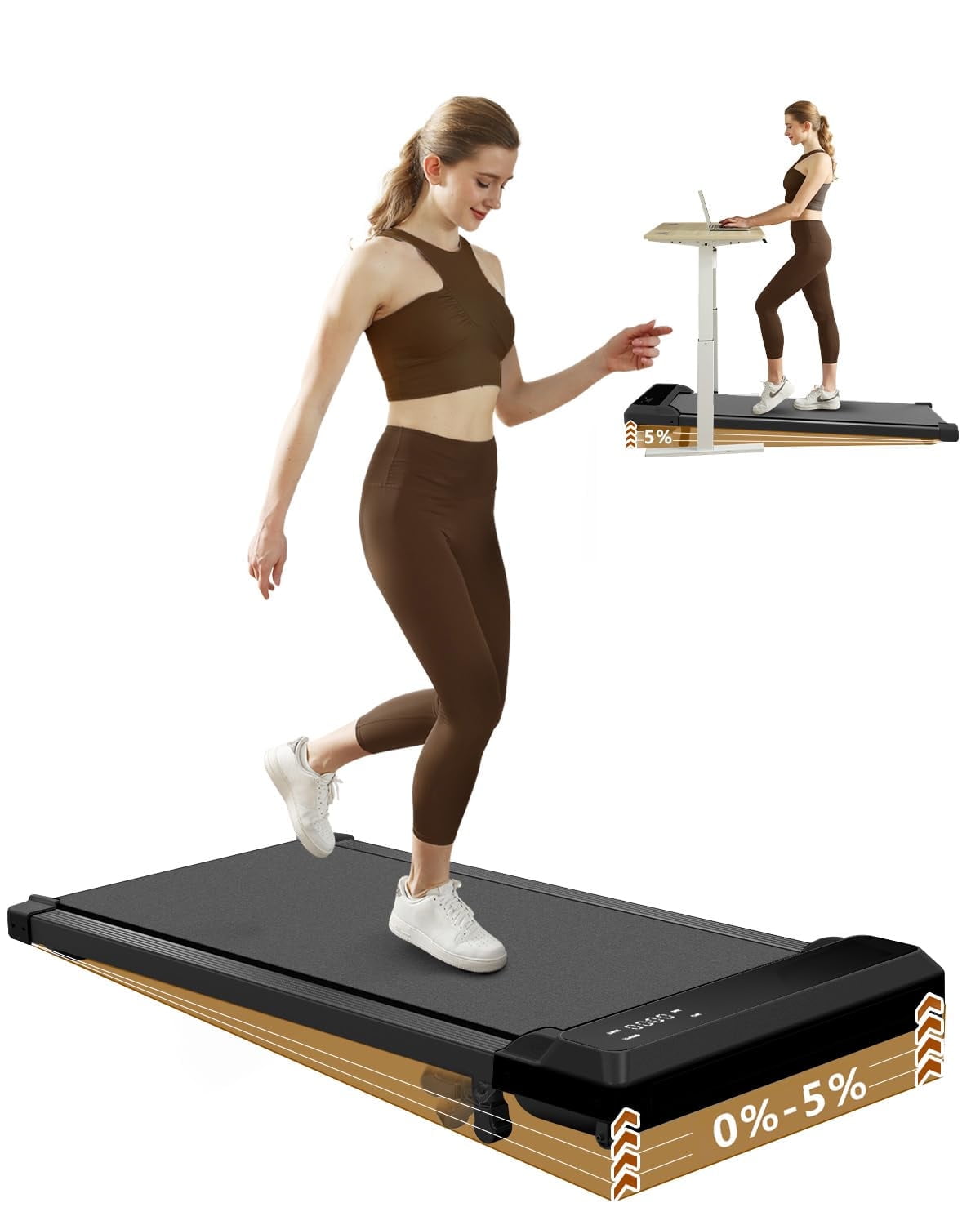 Walking Pad Treadmill, Incline Treadmill for Home Office, 2.5 HP Quiet, Treadmill with Extra Wide Running Belt, Remote Control, LED Display