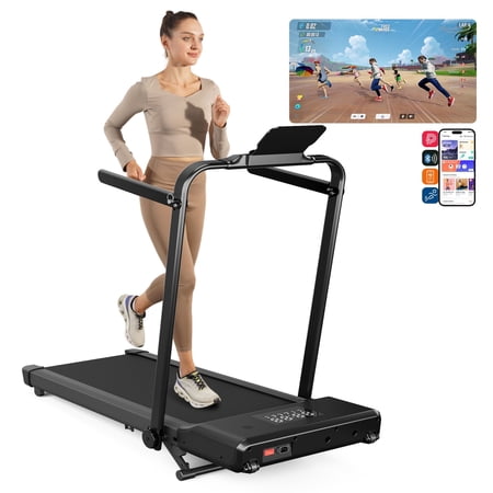 Walking Pad Treadmill with Handle, 3.0 HP Foldable Treadmills 300LBS Capacity Folding Walking Pad 3 in 1 Under Desk Treadmill Remote Control with APP