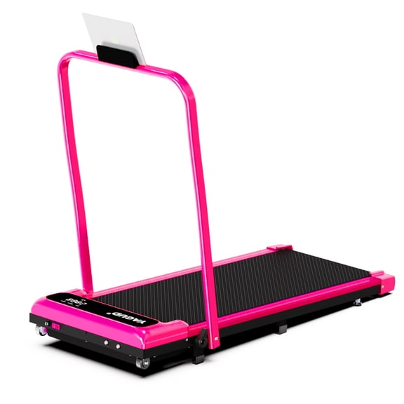 Walking Pad Treadmill with Handle Bar & 6% Adjustable Incline, Foldable Portable Treadmills for Home Office, Quiet Under Desk Treadmill, Pink