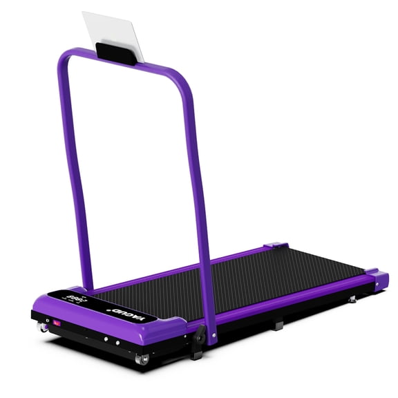 Walking Pad Treadmill with Handle Bar & 6% Adjustable Incline, Foldable Portable Treadmills for Home Office, Quiet Under Desk Treadmill, Purple