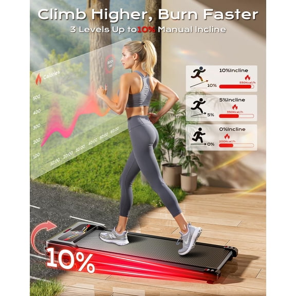 Walking Pad Treadmill with Incline, 2.5HP Under Desk Portable Running Machine for Home Office, Foldable Exercise Equipment with Remote Control