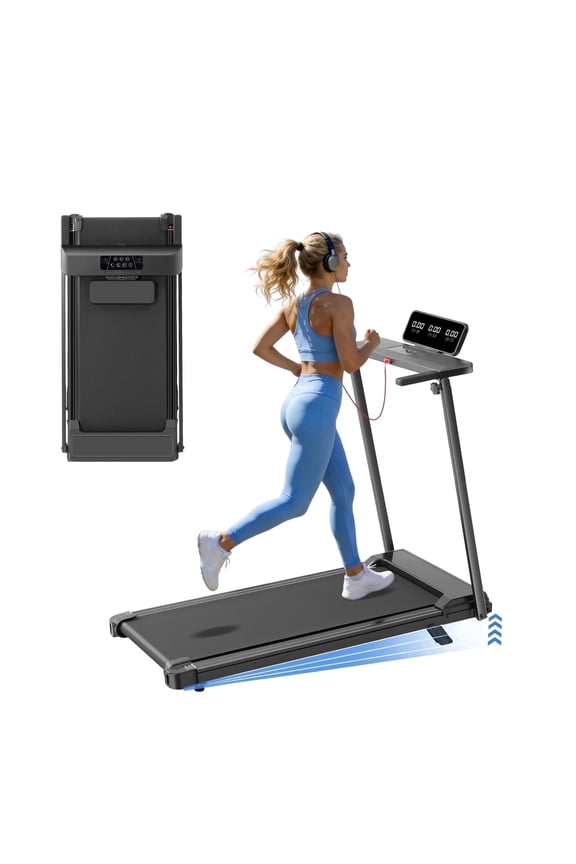 3.5HP Foldable Walking Pad with Incline & Handle, LED Display, 0.6-10MPH, 400LBS Capacity Portable Treadmill for Home Workouts