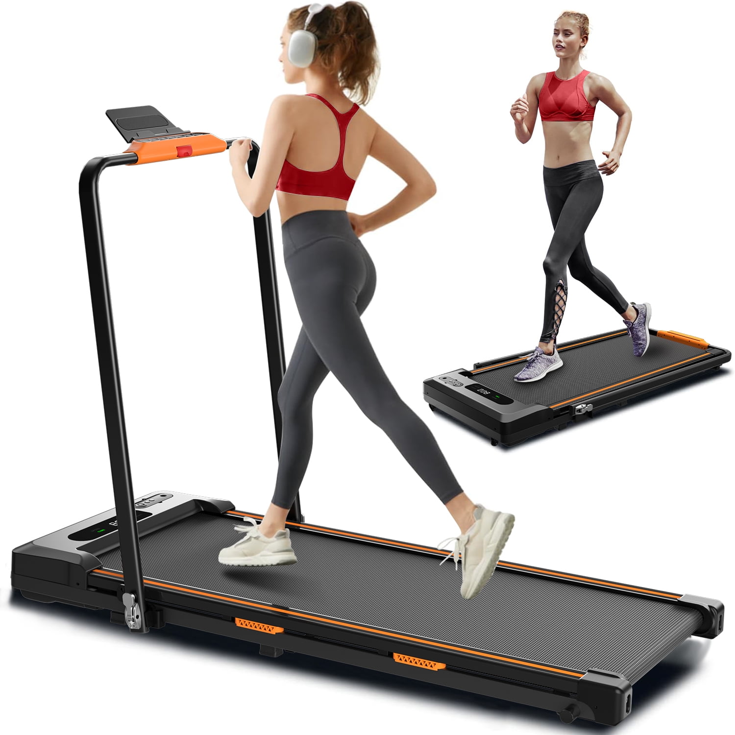 Free Shipping Walking Pad Under Desk Treadmill 2 in 1 Treadmills for Home Office Compact Portable Foldable Treadmill 2 Functions 4 Modes Installation Free Low Noise Safety Lock and LED Display Walmart...