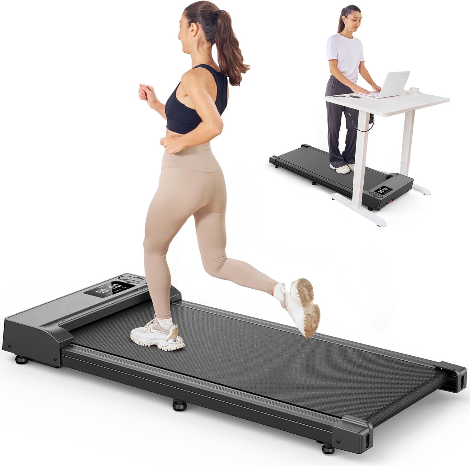 Walking Pad-Under Desk Treadmill for Home&Office,Patbrela Portable Walking Treadmill 2.5HP,3 in 1 Walking Pad for Walking Jogging Machine with 300 lbs Weight Capacity Remote Control LED Display