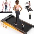 thumbnail image 1 of Walking Pad with Vibration Pad, Under Desk Treadmill, 2.5HP 3.8MPH Fitness Jogging Machine, 12% Incline, with Remote Patbrela LED Display for Home, 1 of 11