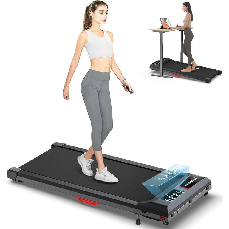 Walking Pad Under Desk Treadmill Up to 6 Incline Voice Control Smart Treadmills Compatible with WELLFIT ZWIFT KINOMAP APP for Home Office 300 LBS