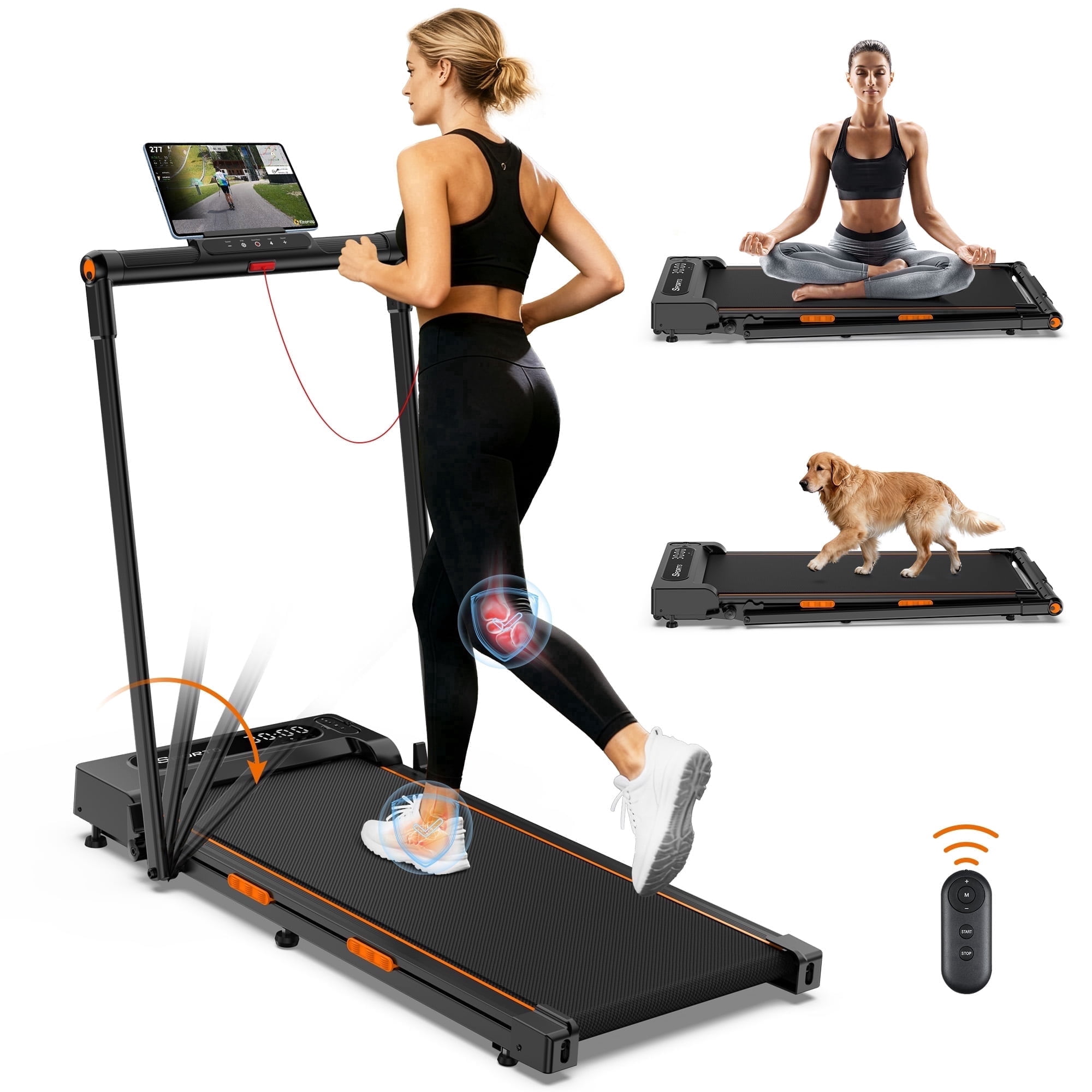 Walking Pad,Under Desk Treadmill for Home/Office, COFUNOK 2 in 1 Folding Treadmill 2.5HP with Remote,0.6-7.6mph