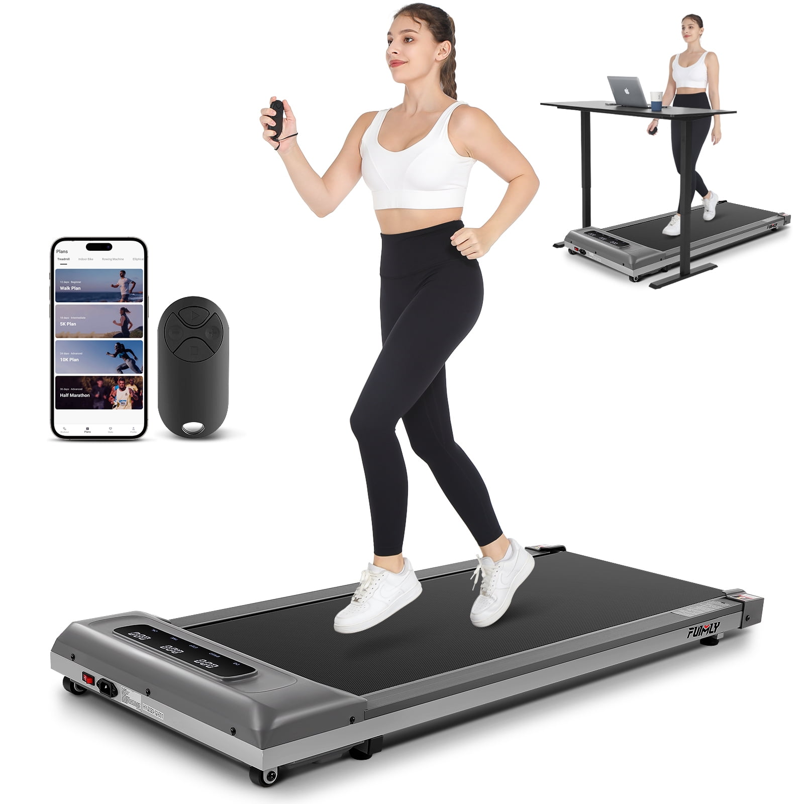 FUNMILY Walking Pad&Under Desk Treadmill for Home&Office, Speed Range 0.5~3.8mph, 300 lbs Weight Capacity - Walmart.com