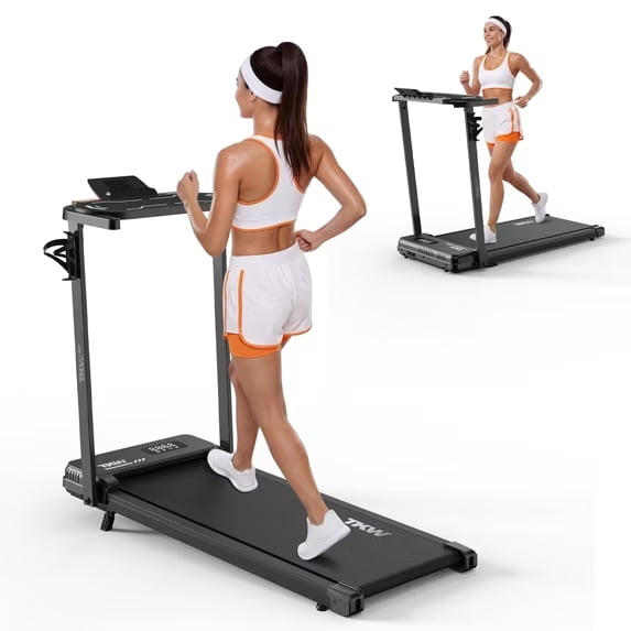 TKW Walking Pad Under Desk Treadmill with Incline Handrail and Workspace 2.5HP Portable Compact Folding Walking Pad for Home Office