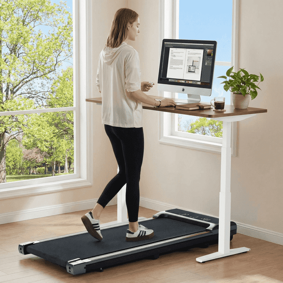 Naipo Walking Pad Under Desk Treadmill with Remote Control Lightweight 2 in 1 Exercise Treadmill 0.6 to 3.8 Speed Range for Home Office Workout