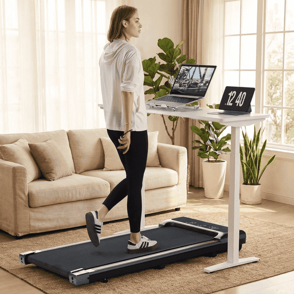 Naipo Walking Pad  Under Desk Treadmill with Remote Control Lightweight 2 in 1 Exercise Treadmill 0.6 to 3.8 Speed Range for Home Office Workout