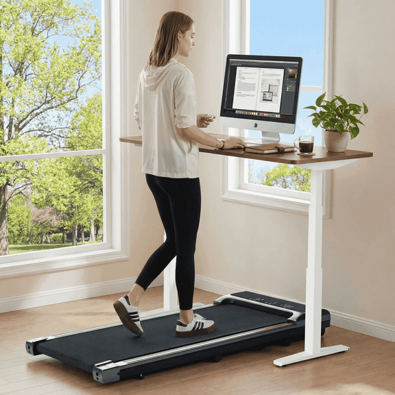 Naipo Walking Pad Under Desk Treadmill with Remote Control Lightweight 2 in 1 Exercise Treadmill 0.6 to 3.8 Speed Range for Home Office Workout
