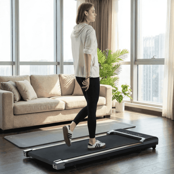 Naipo Treadmill 2 in 1Walking Pad for Walking and Jogging 0.6 to 3.8 Speed Range 2.25HP Lightweight Under Desk Treadmill for Home Office with Remote Control LED Display