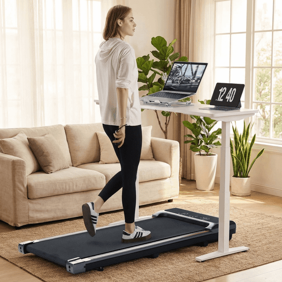 Naipo Walking Pad Under Desk Treadmill with Remote Control Lightweight 2 in 1 Exercise Treadmill 0.6 to 3.8 Speed Range for Home Office Workout