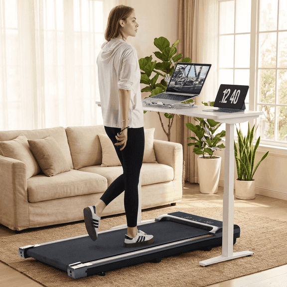 Naipo Walking Pad  Under Desk Treadmill with Remote Control Lightweight 2 in 1 Exercise Treadmill 0.6 to 3.8 Speed Range for Home Office Workout
