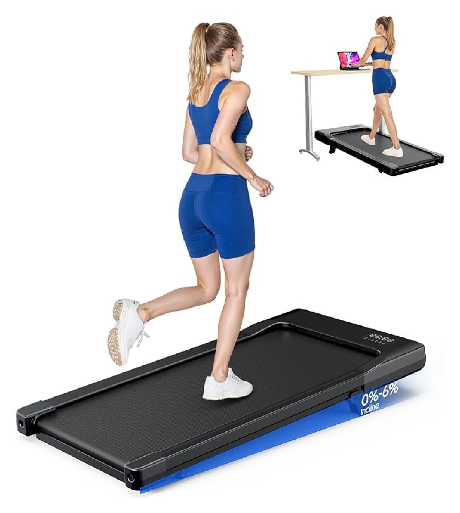 Walking Pad with Incline, Under Desk Treadmill for Home & Office, 3 in ...