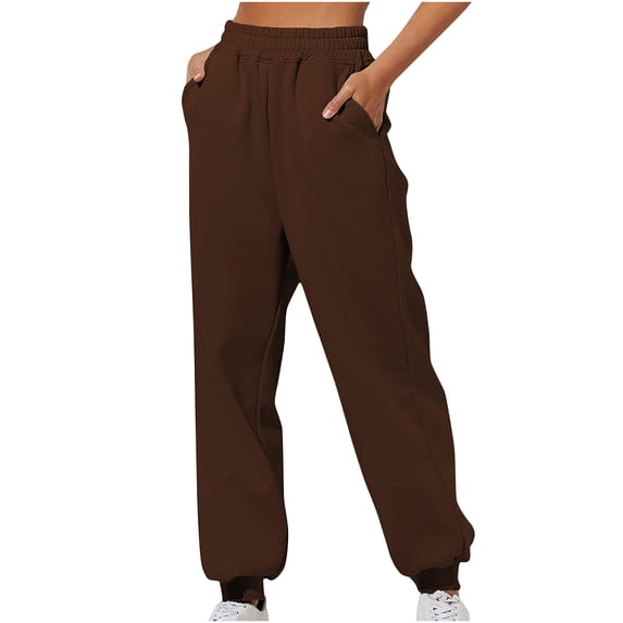 Walking Pants for Women Gym Sport Jogger Sweatpants Tracksuit Bottoms Elastic Waist Plain Baggy Loose FIt Casual Comfy Pants with Pocket Outdoor Hiking Lounge Streetwear