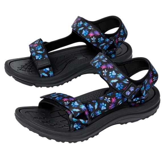 Walking Paws River Sandals Lightweight EVA Adjustable Water Shoes Textured Insole Animal Print Design for Women Ladies