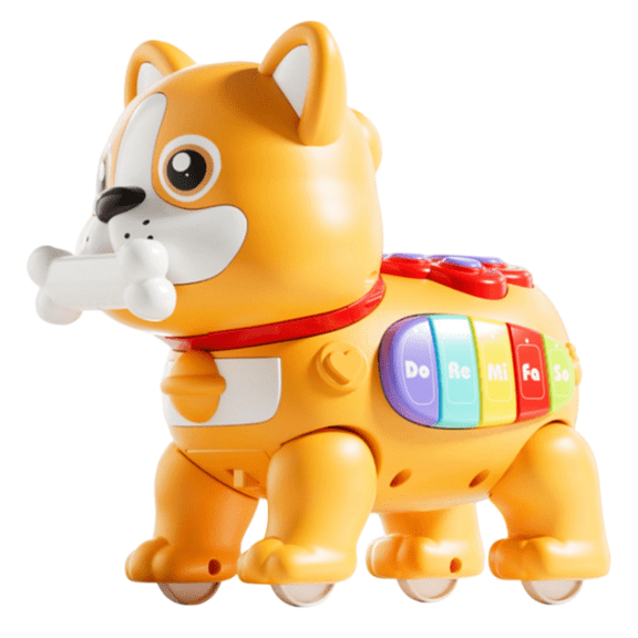 Walking Puppy with Leash, 6.6" Electric Musical Dog , Barking and Walking Plush Puppy, Pull Toy, Interactive Pet Toy A